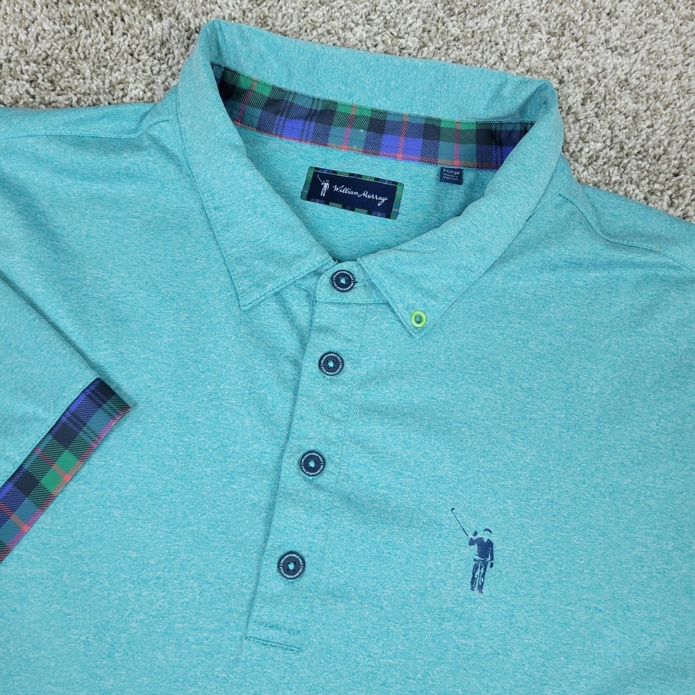 William Murray Mens XL Solid Blue Performance Stretch Golf Polo Short Sleeve